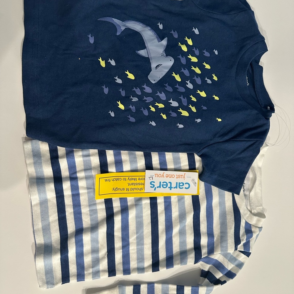 Carter's Blue Shark and Striped Shirts Set
